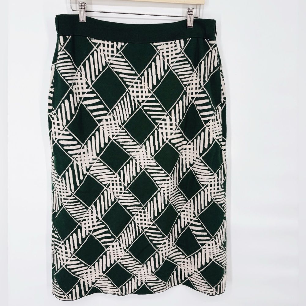 Tanya Taylor Candace Knit Wrap Midi Skirt Geometric Print Wool XL - Picture 4 of 8